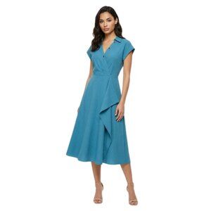 Calvin Klein Blue Asymmetrical Wrap Midi Dress NWOT